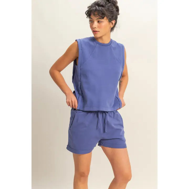 Round Neck Sleeveless Boxy Top