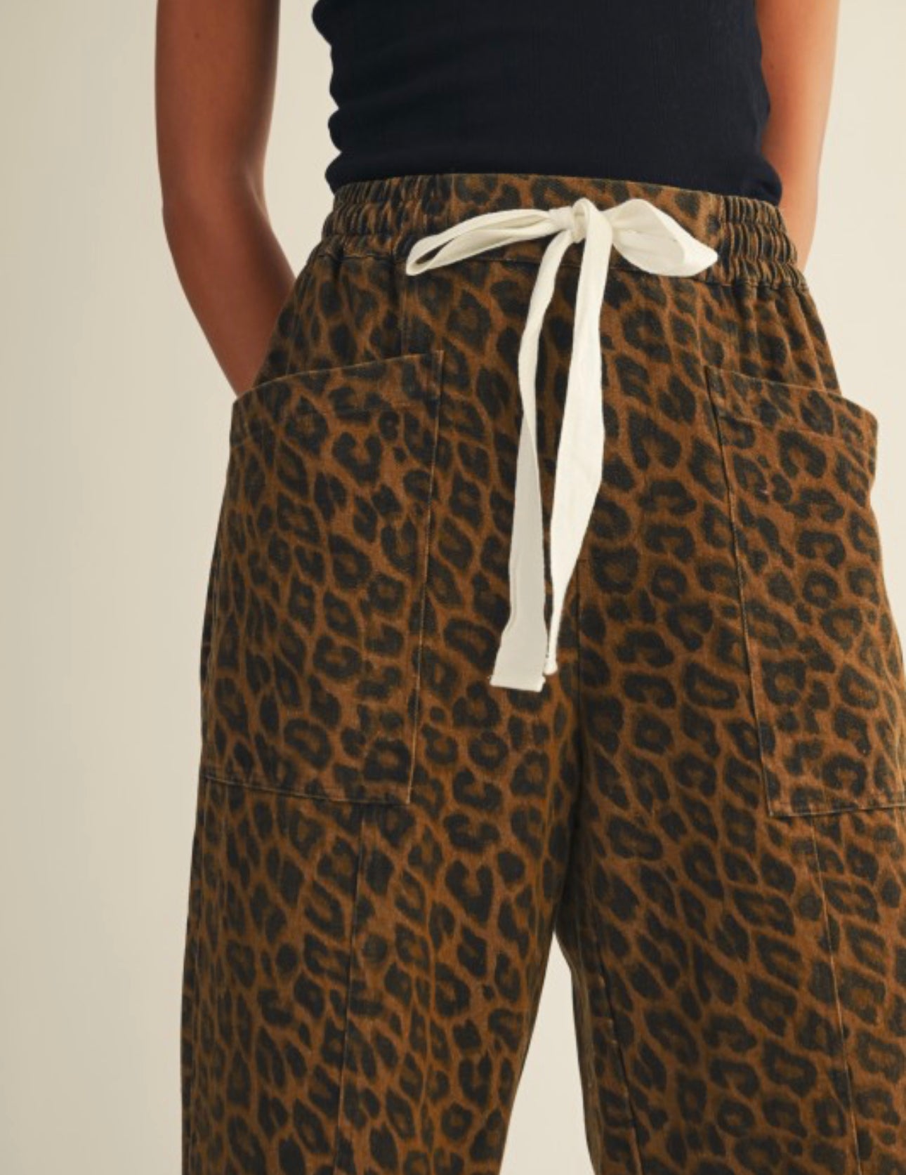 Leopard Elastic Waist Pant