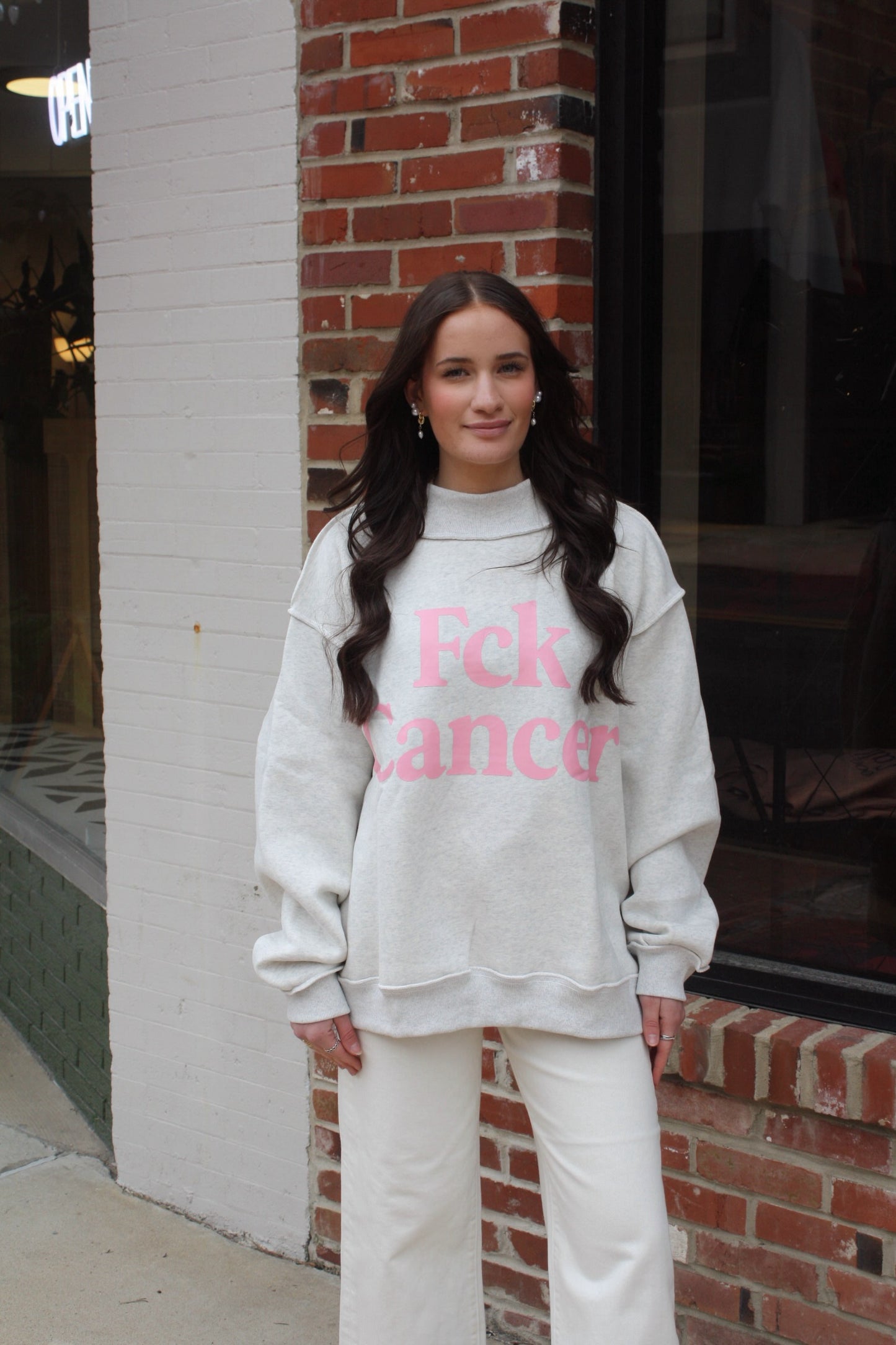 FCKCANCER Reversible Mock-Neck Sweatshirt