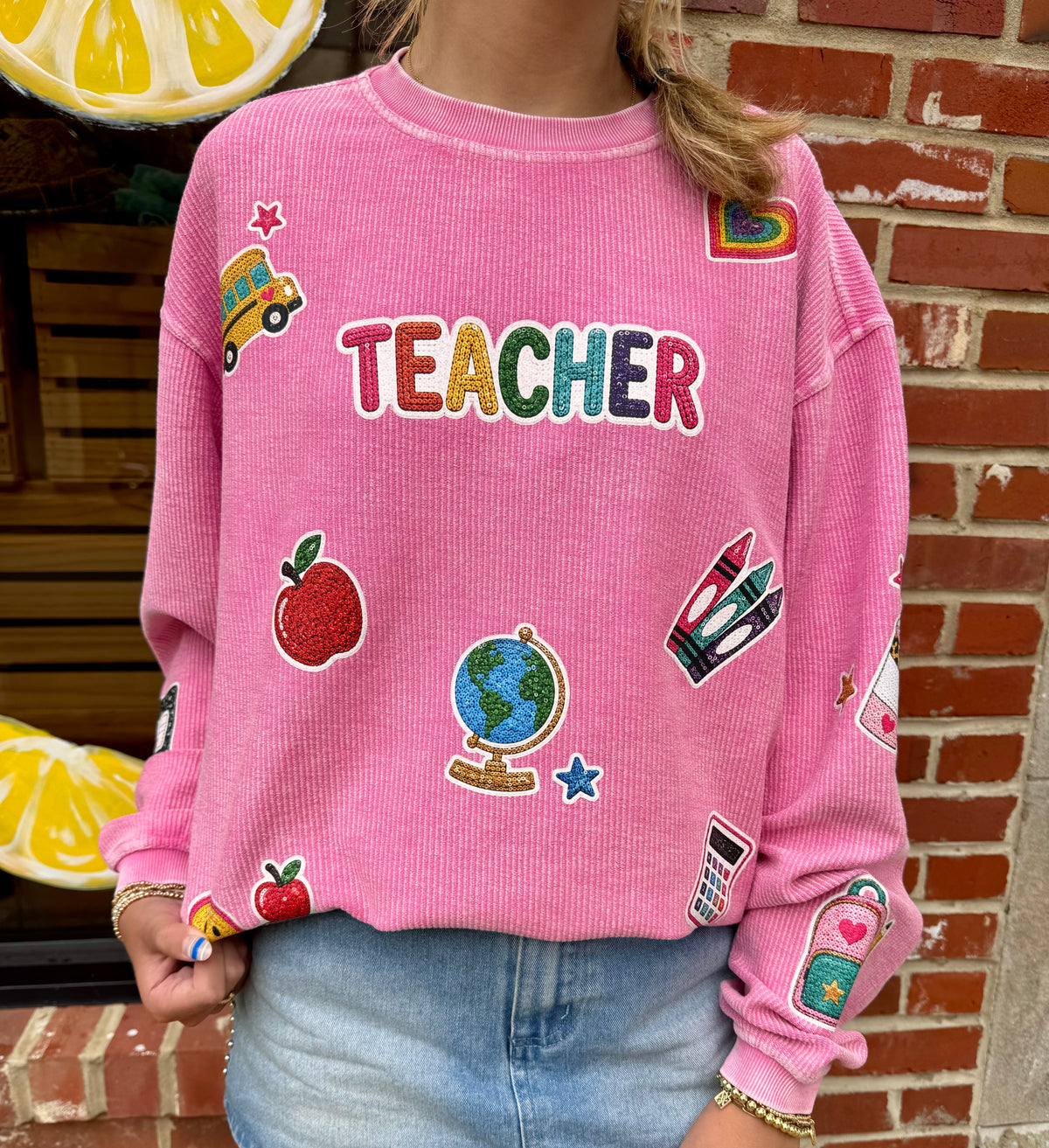 Faux Sequin Pink Teacher Cord