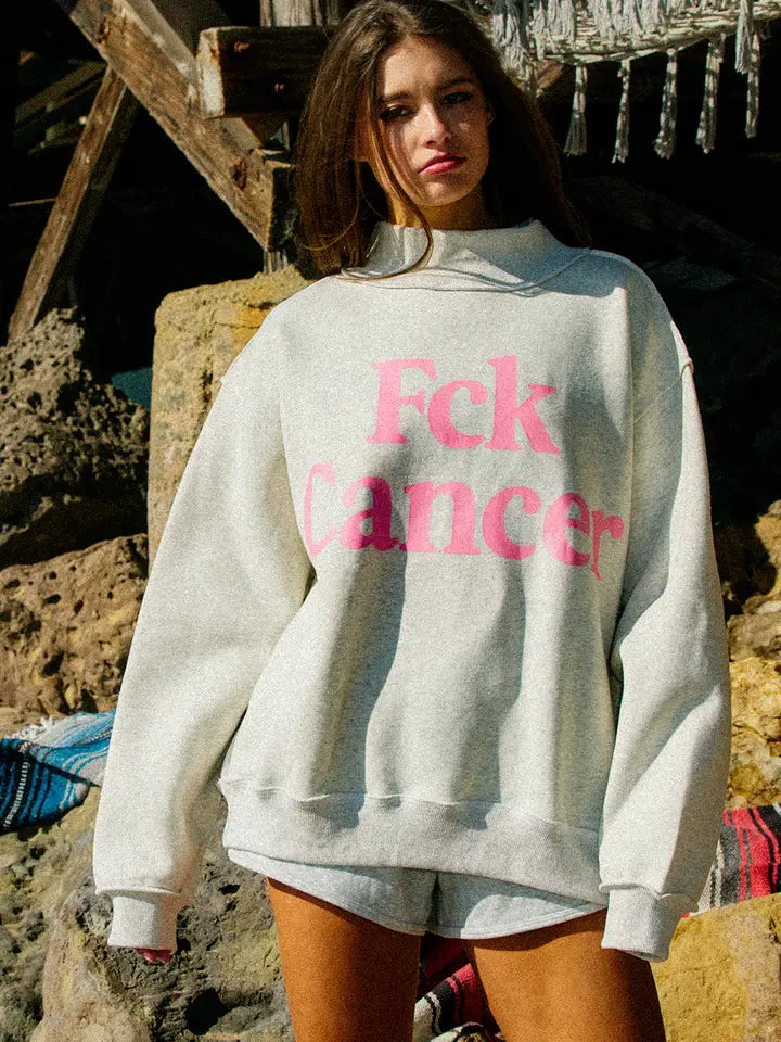 FCKCANCER Reversible Mock-Neck Sweatshirt