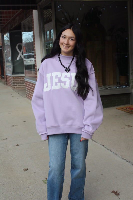 'jesus' Embroidered Mock Neck Sweatshirt