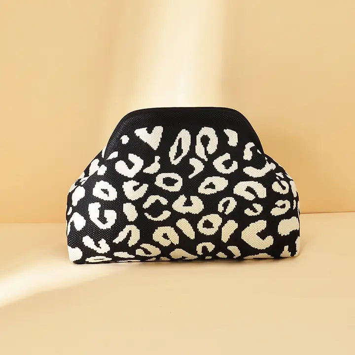 Leopard Print Knit Bag