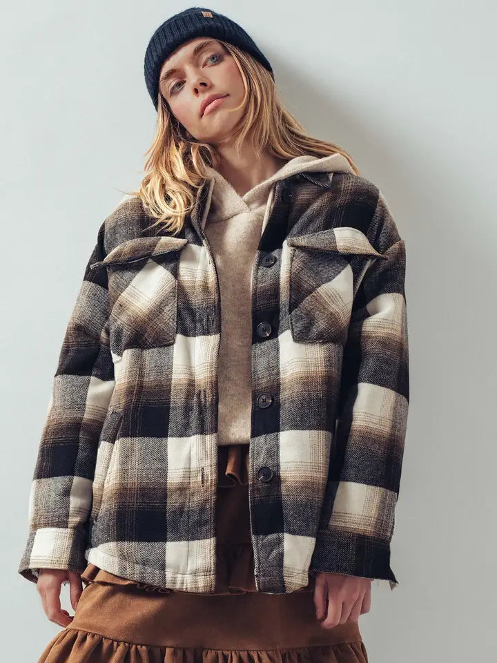 Oversized Sherpa Lined Plaid Shacket