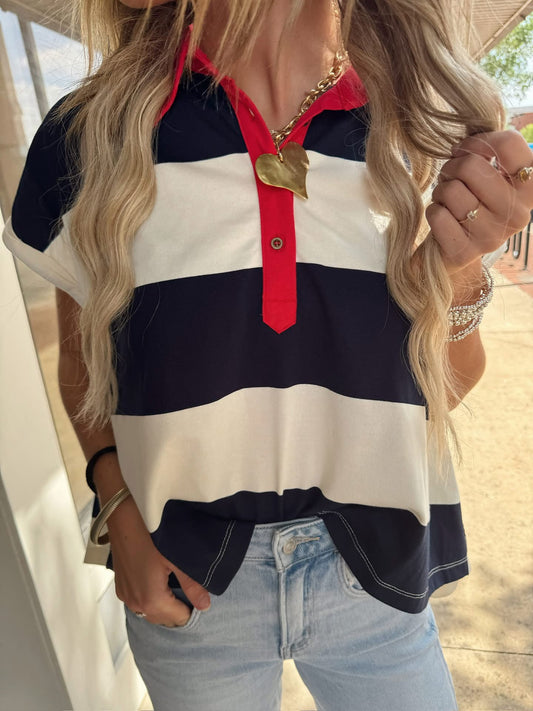 Nautical Stripe Oversized Polo