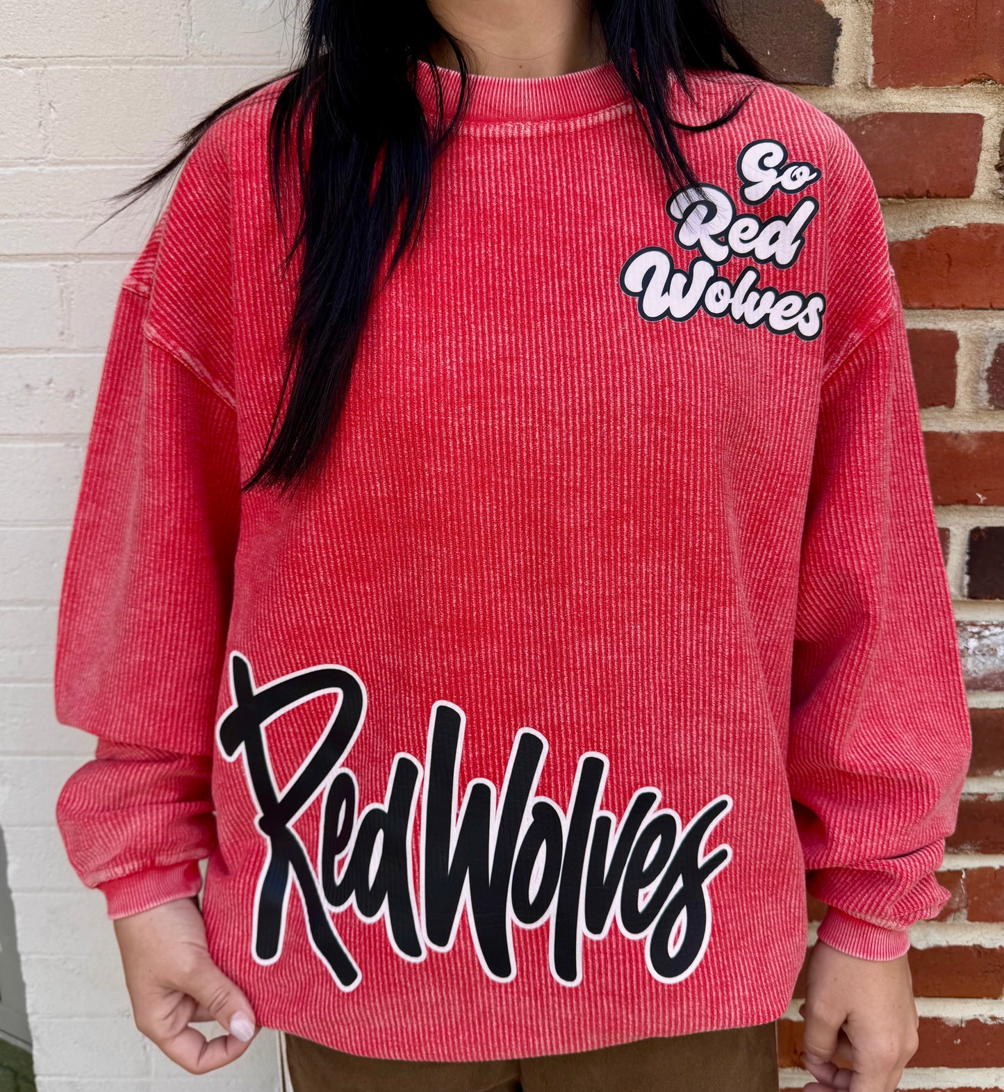 Go Red Wolves Corded Crew