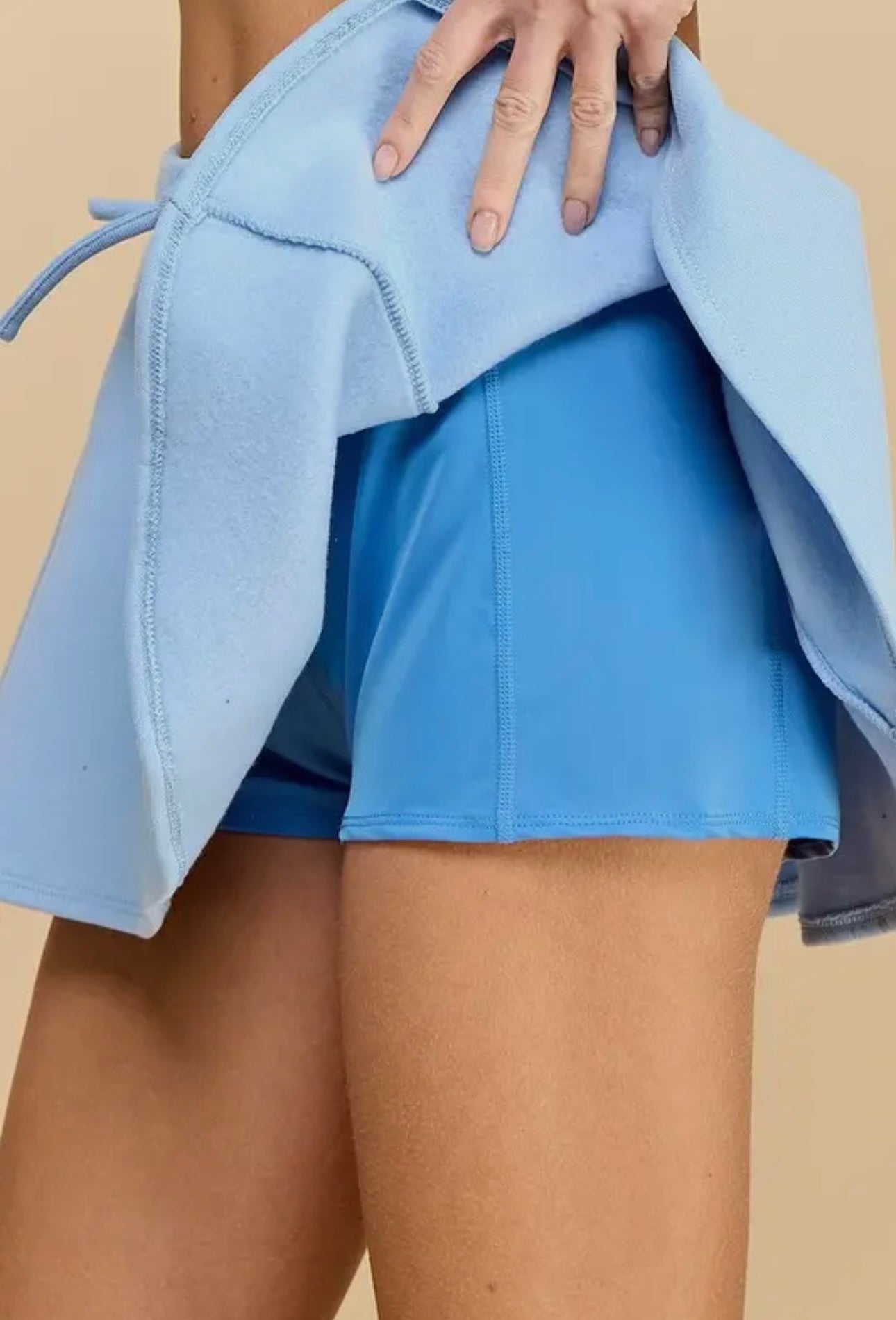 Drawstring flare skort