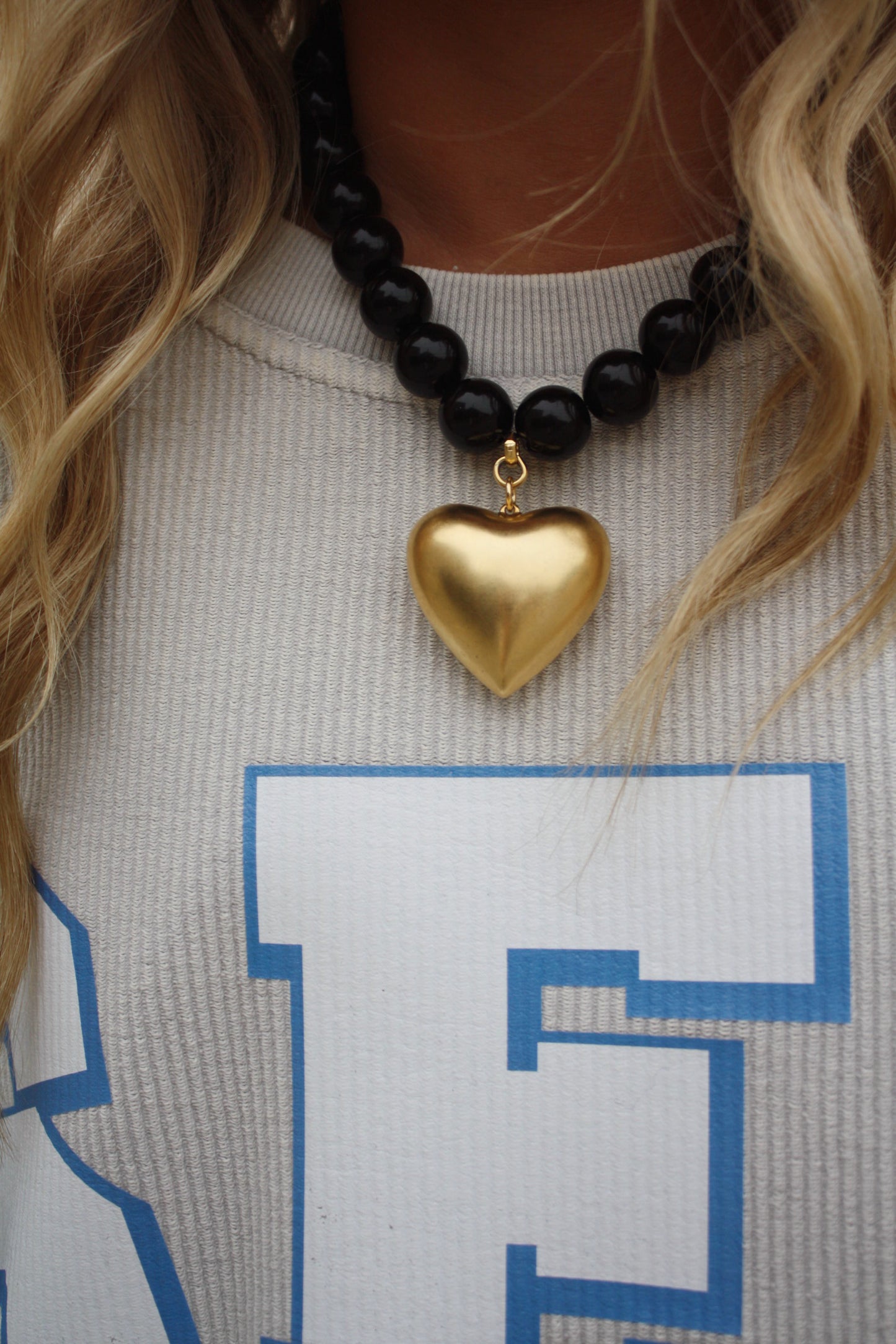 Chunky Beaded Heart Necklace