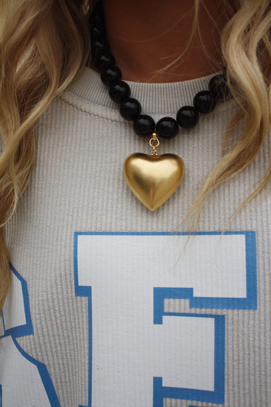 Chunky Beaded Heart Necklace