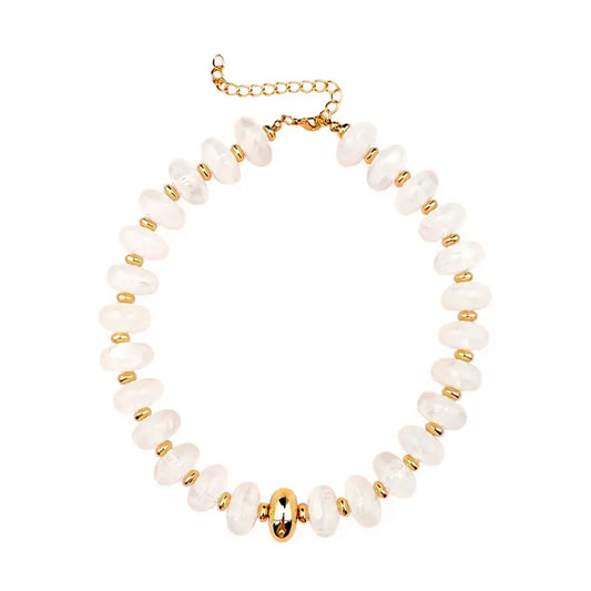 Evan Chunky Beaded Necklace - Cream