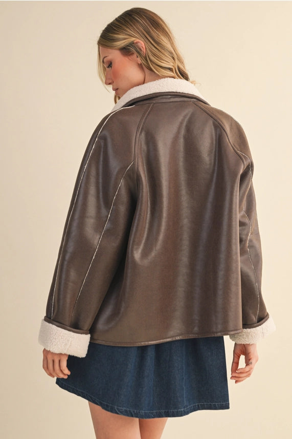 Reversible Oversized Sherpa Jacket