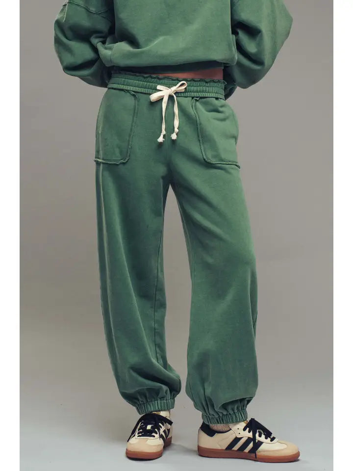 Wide Leg Cotton Blend Jogger Sweatpants