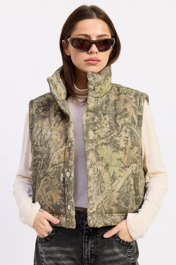 Camo Print Camo Puffer Vest