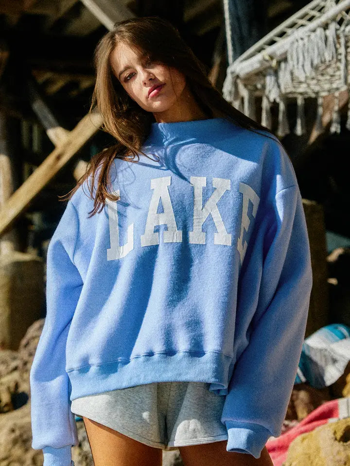Lake Reversible Mock-Neck Crop Sweatshirt