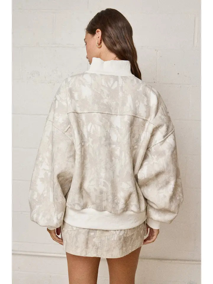 Camo Zip Up Collared Sweater