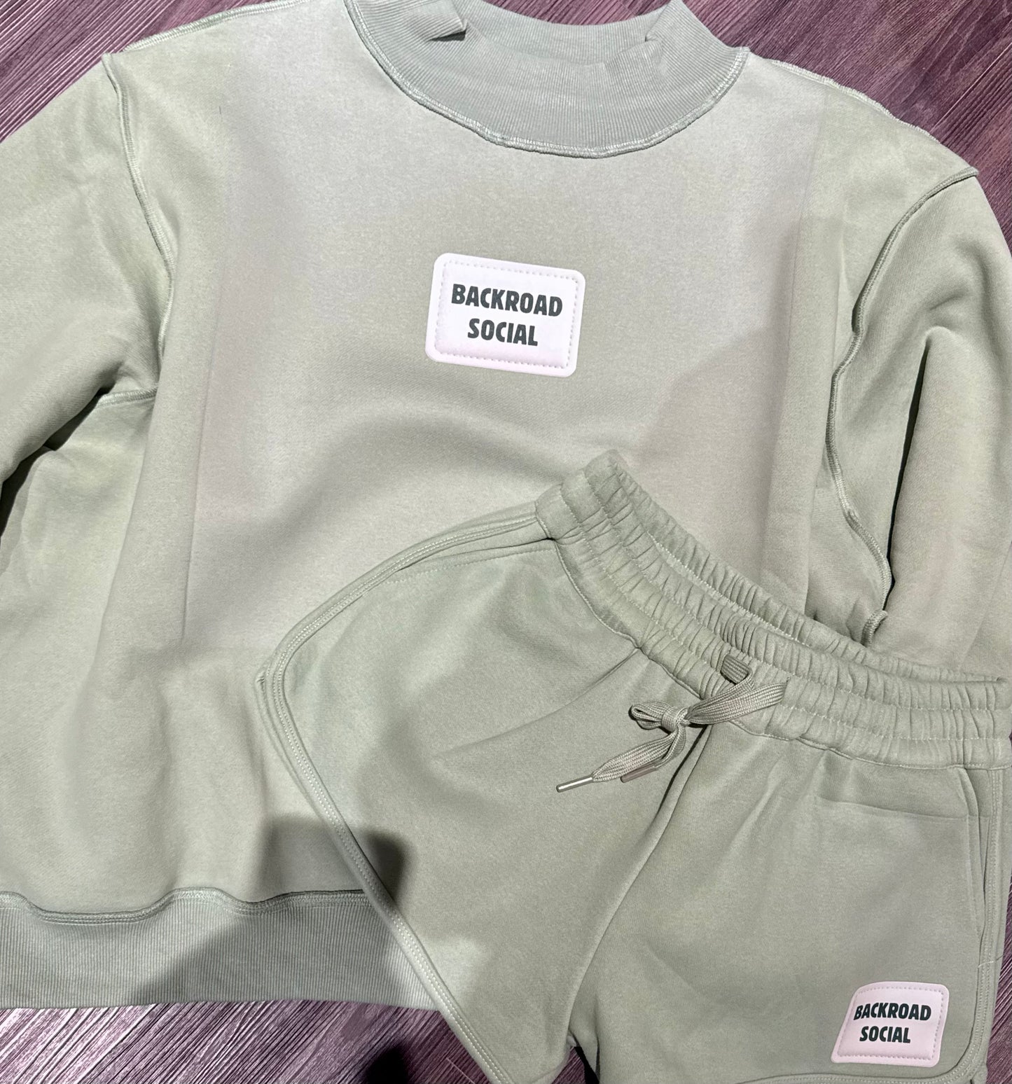 Faux Patch Mock Neck