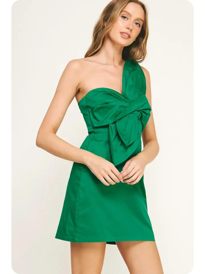 Knotted Flower Bow Mini Dress