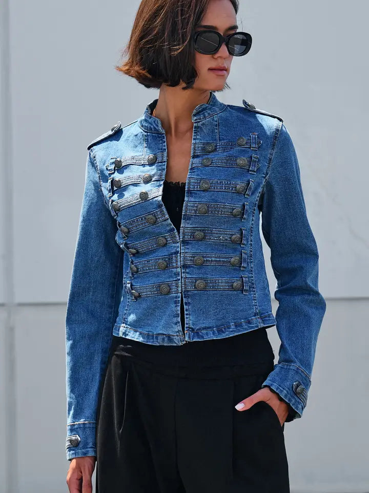 Double-Button Denim Jean Jacket