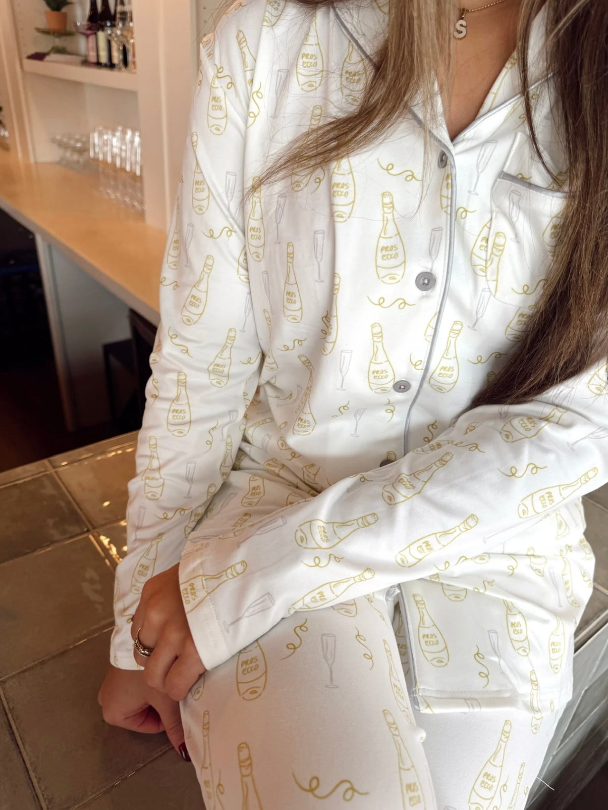 White Prosecco Pajama Set