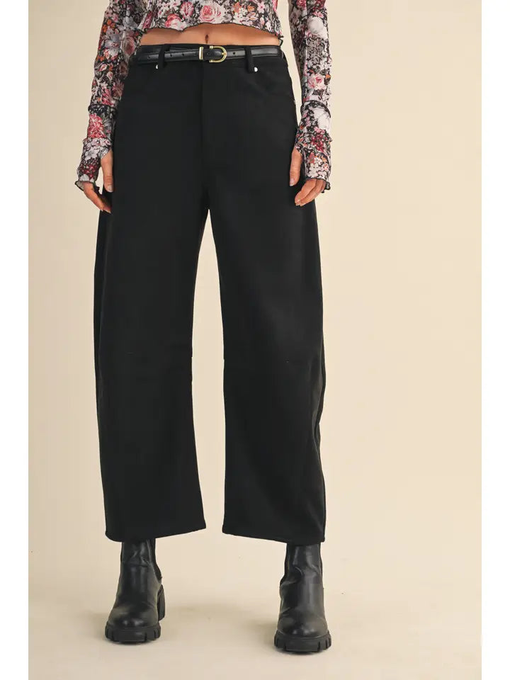Suede Barrel Pants