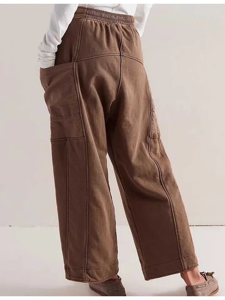 Elastic Drawstring Pockets Straight Leg Sweatpants