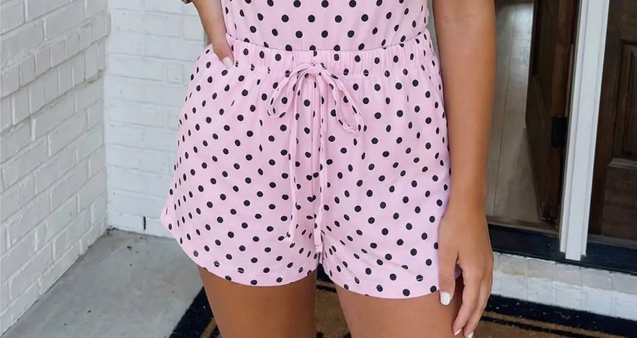Polka dot drawstring shorts