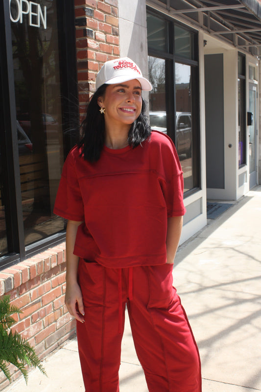 Racing Red Short Sleeve Top