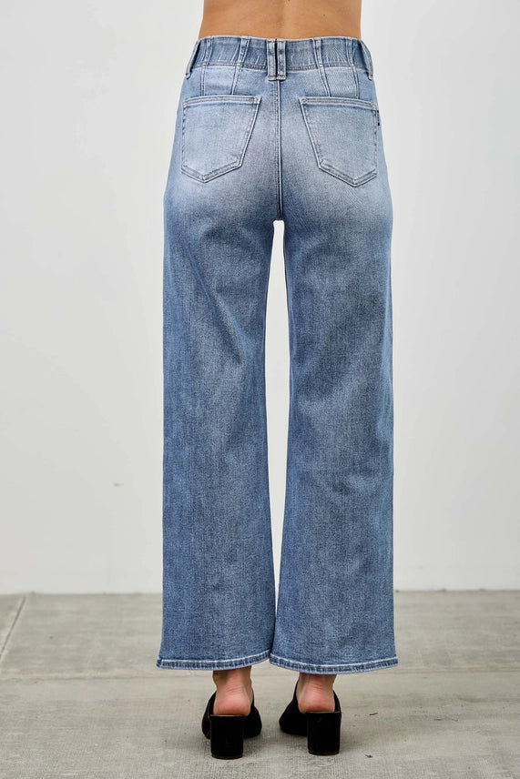 HIGH Rise Crop Straight with Double Button