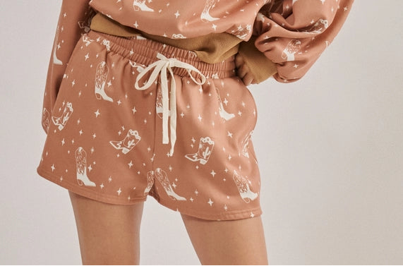 Cowboy Boot Print Shorts