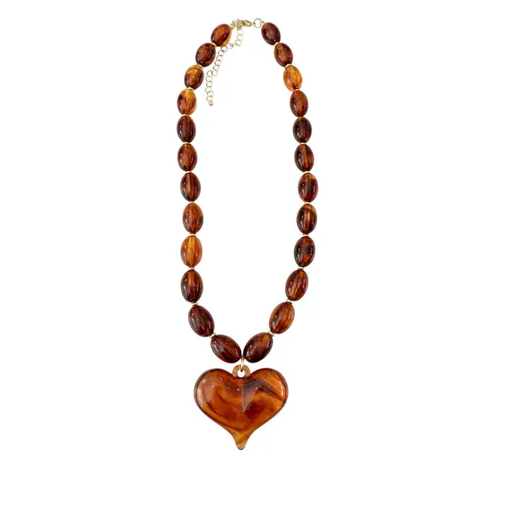 Roxie Beaded Necklace with Heart Charm