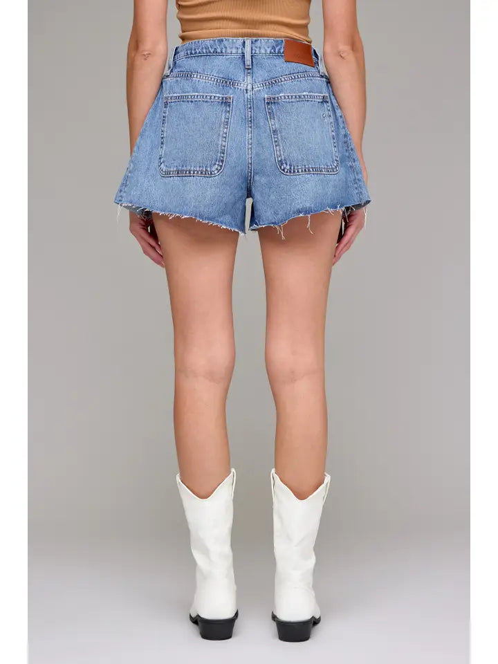 Medium Wash A-Line Shorts