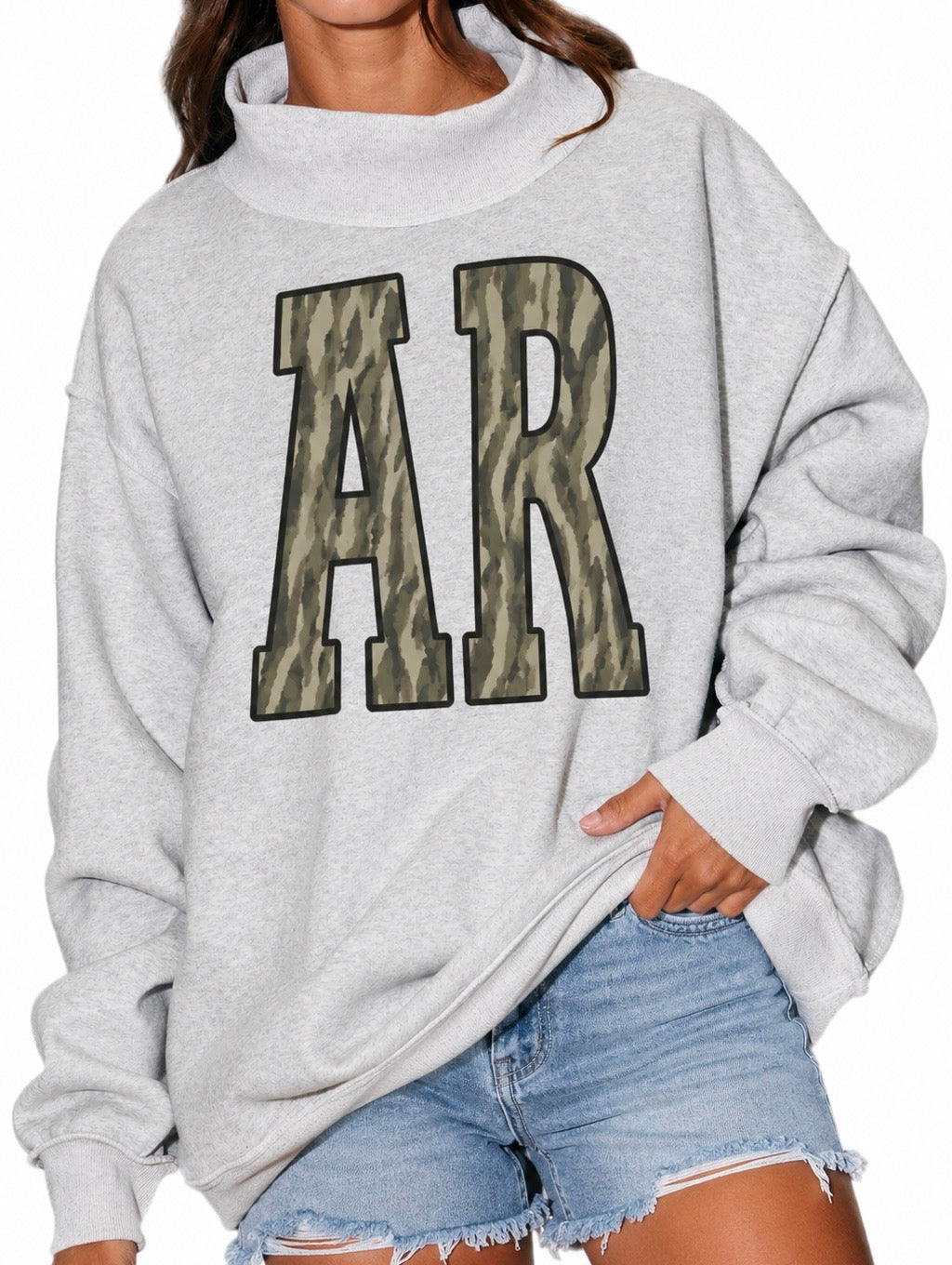 AR camo print mock neck