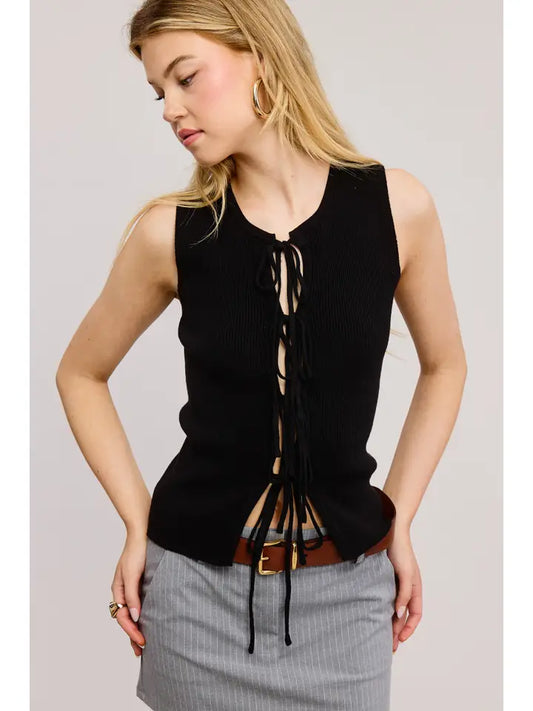 Self Tie Ribbed Tank