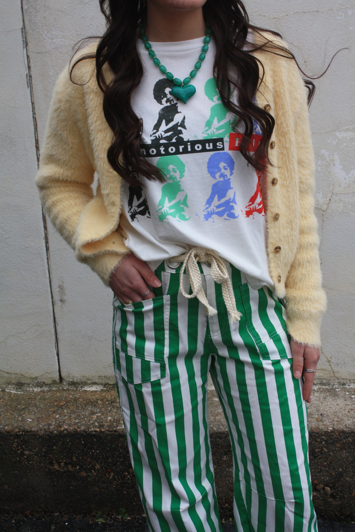 Cotton Striped Pocket Rope String Pants