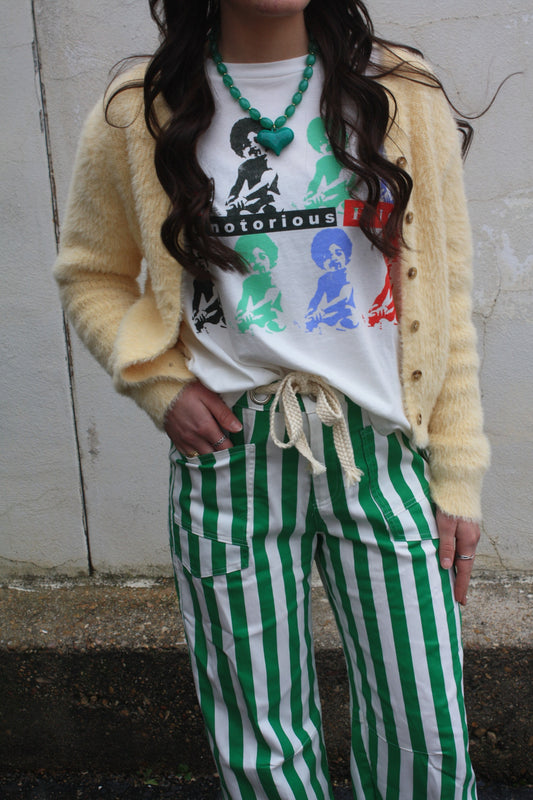 Cotton Striped Pocket Rope String Pants