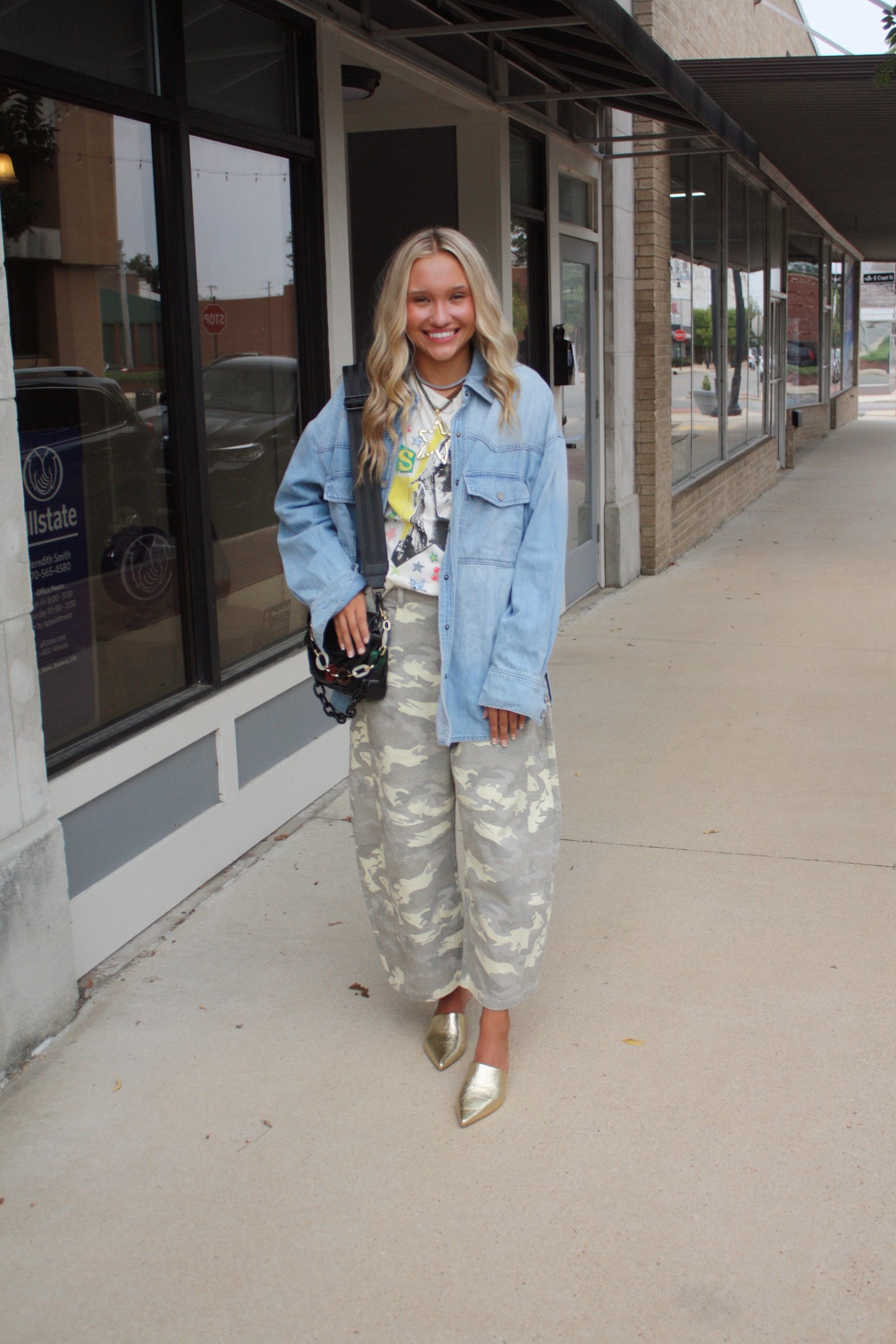 Camo Print Wide Leg Cropped Western Jeans