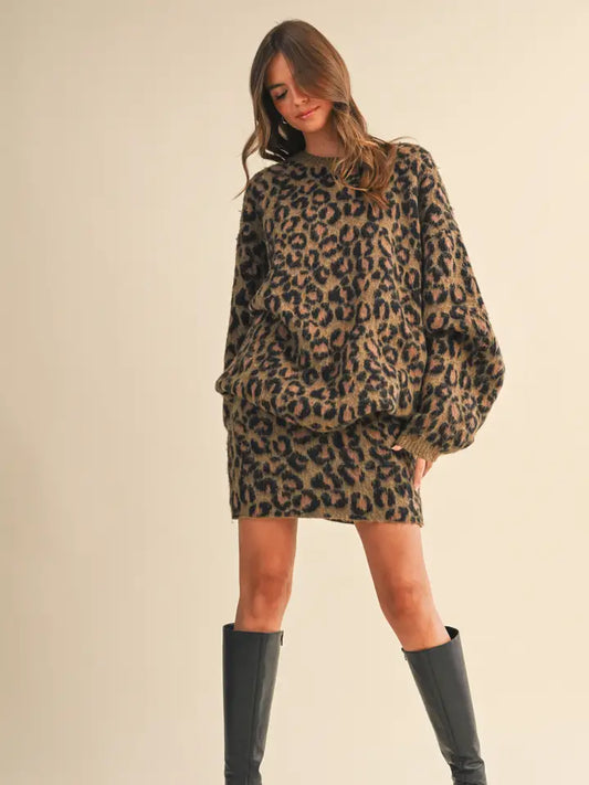 Animal Printed Oversized Sweater Top