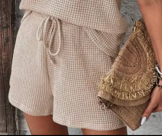 Textured Beige Shorts