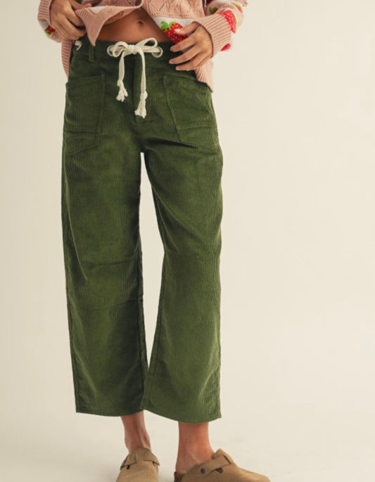 Corduroy Relaxed Pocket Rope String Pants