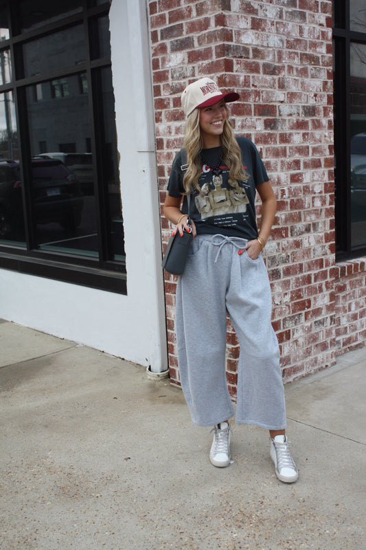 Heather Grey Barrel Sweat Pants