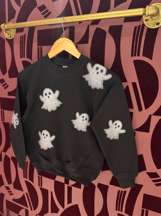 Rhinestone Ghost Kids Sweatshirt
