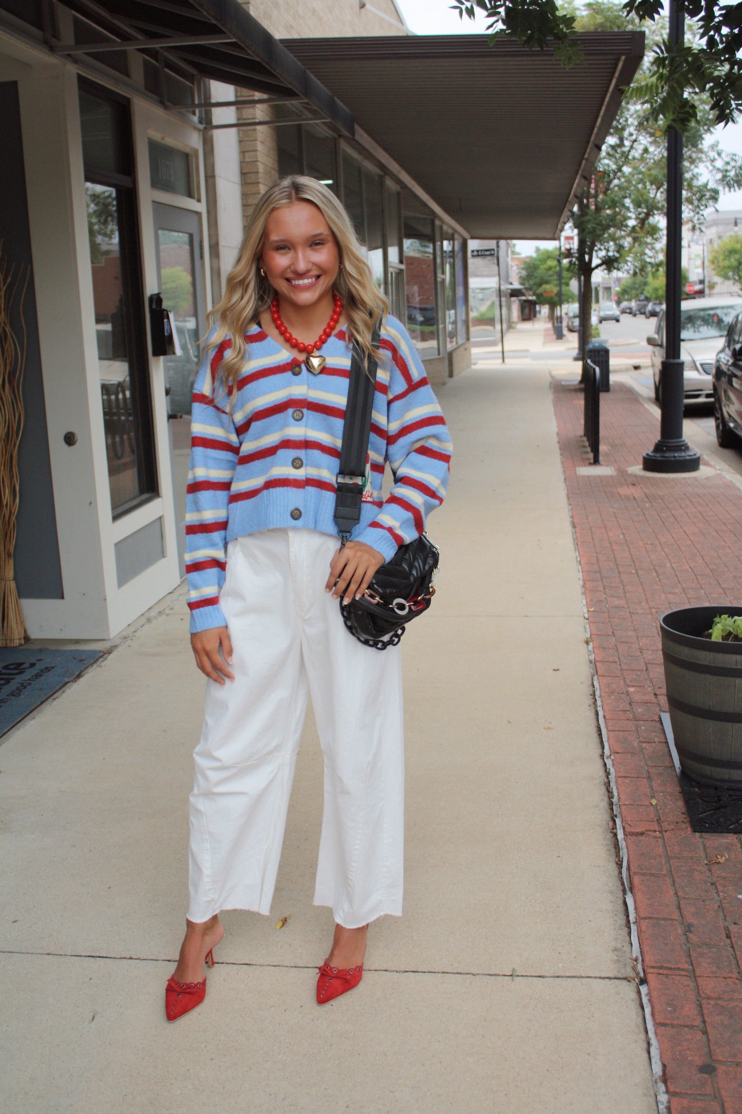 Stripe V-Neck Slouch Cardigan