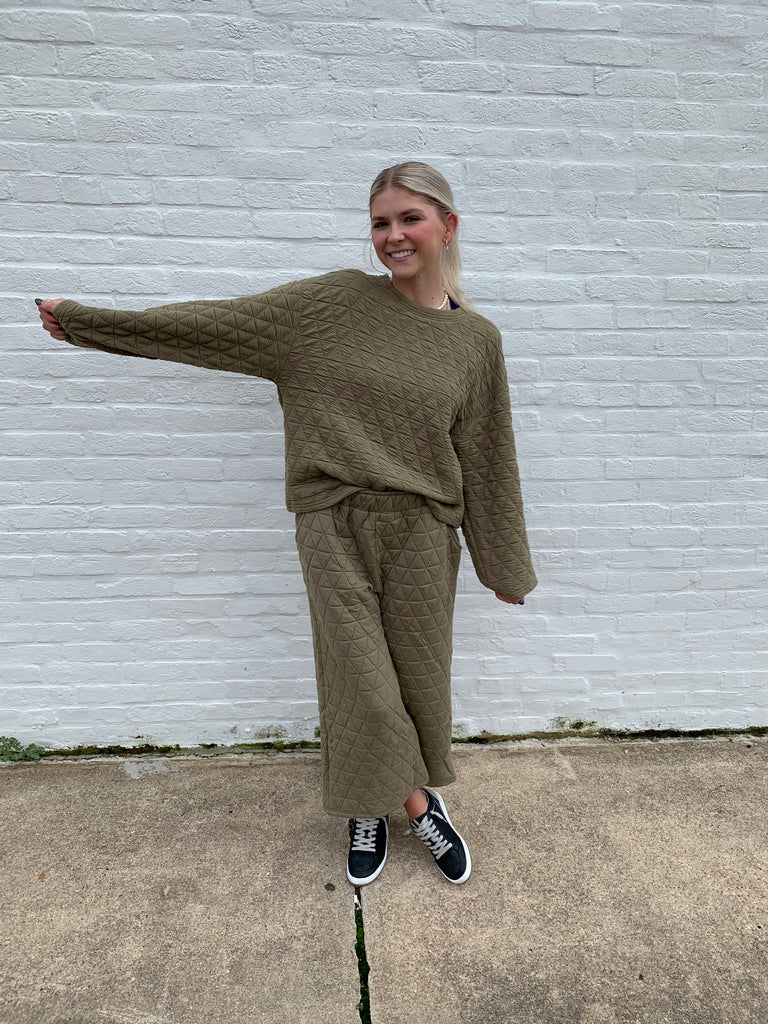 Olive quilted pants