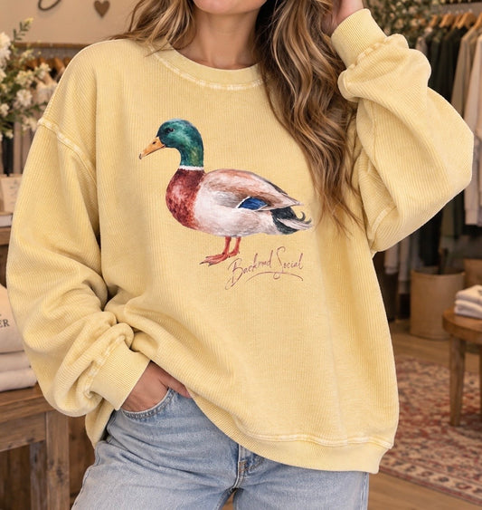 Watercolor Duck Corded Sweatshirt