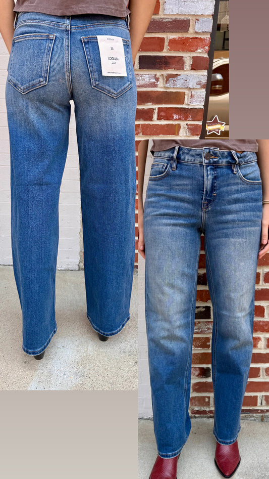 Logan Vintage Dark Wash Mid Rise Jeans