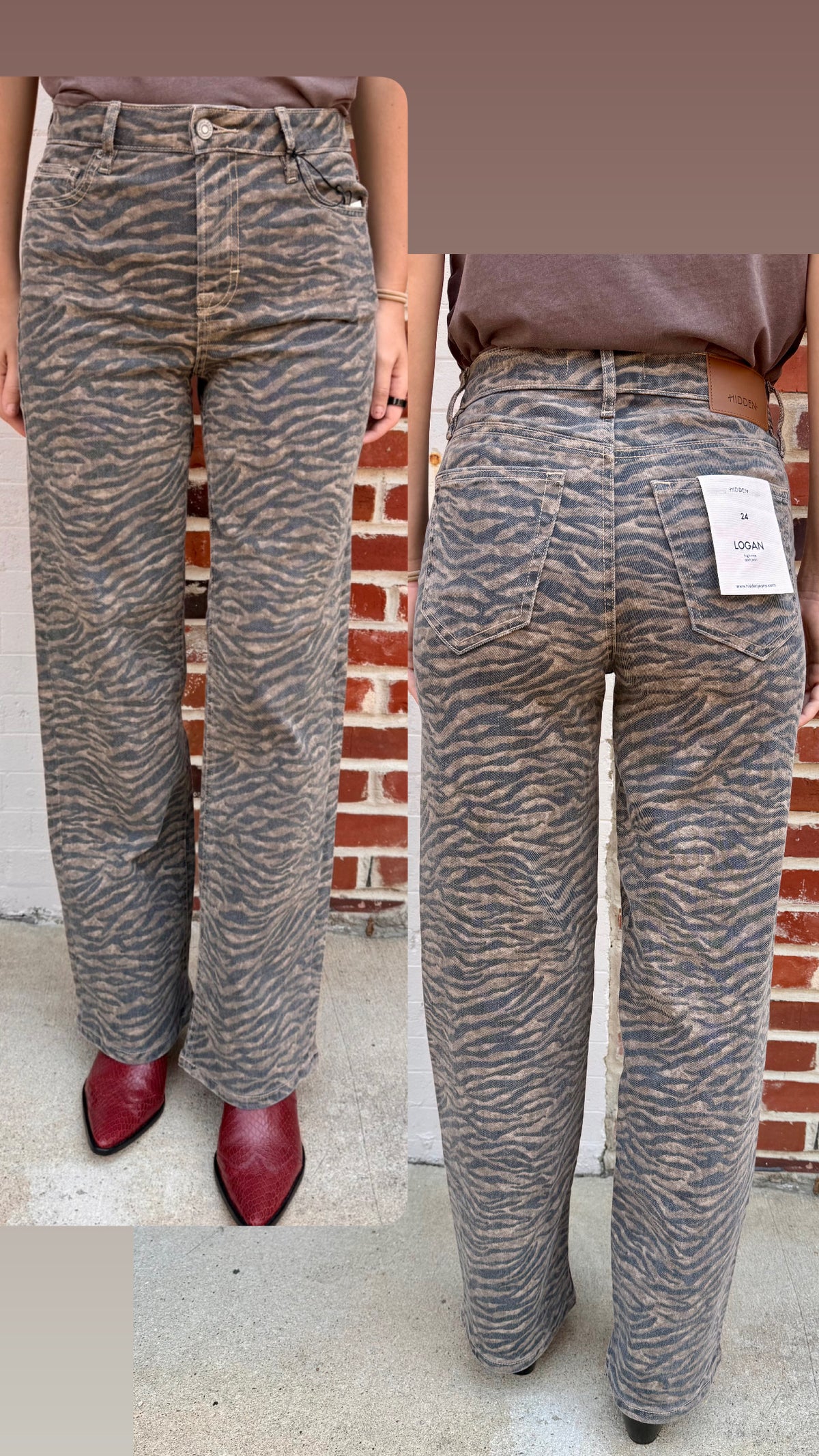 Tiger Print High Rise Dad Jeans
