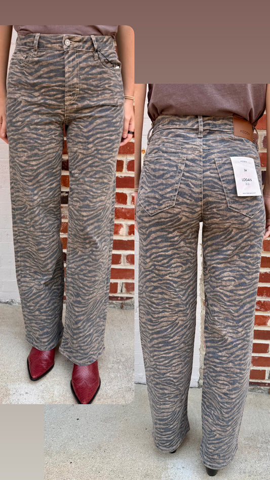 Tiger Print High Rise Dad Jeans
