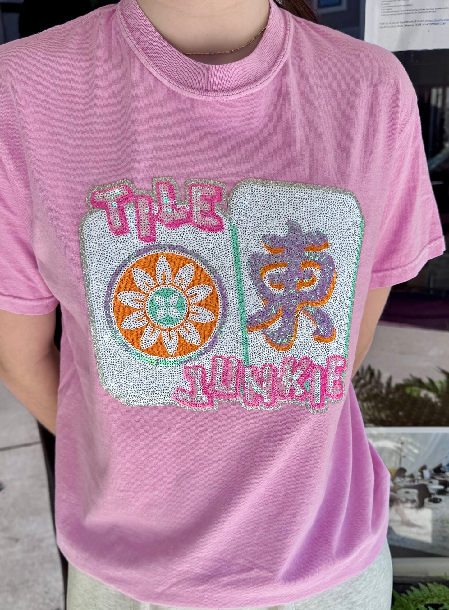 Tile Junkie Sequin Patch Tshirt