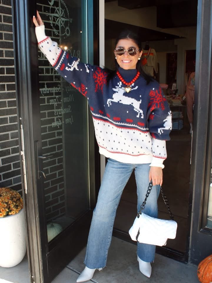 Dusty Blue High Neck Sweater