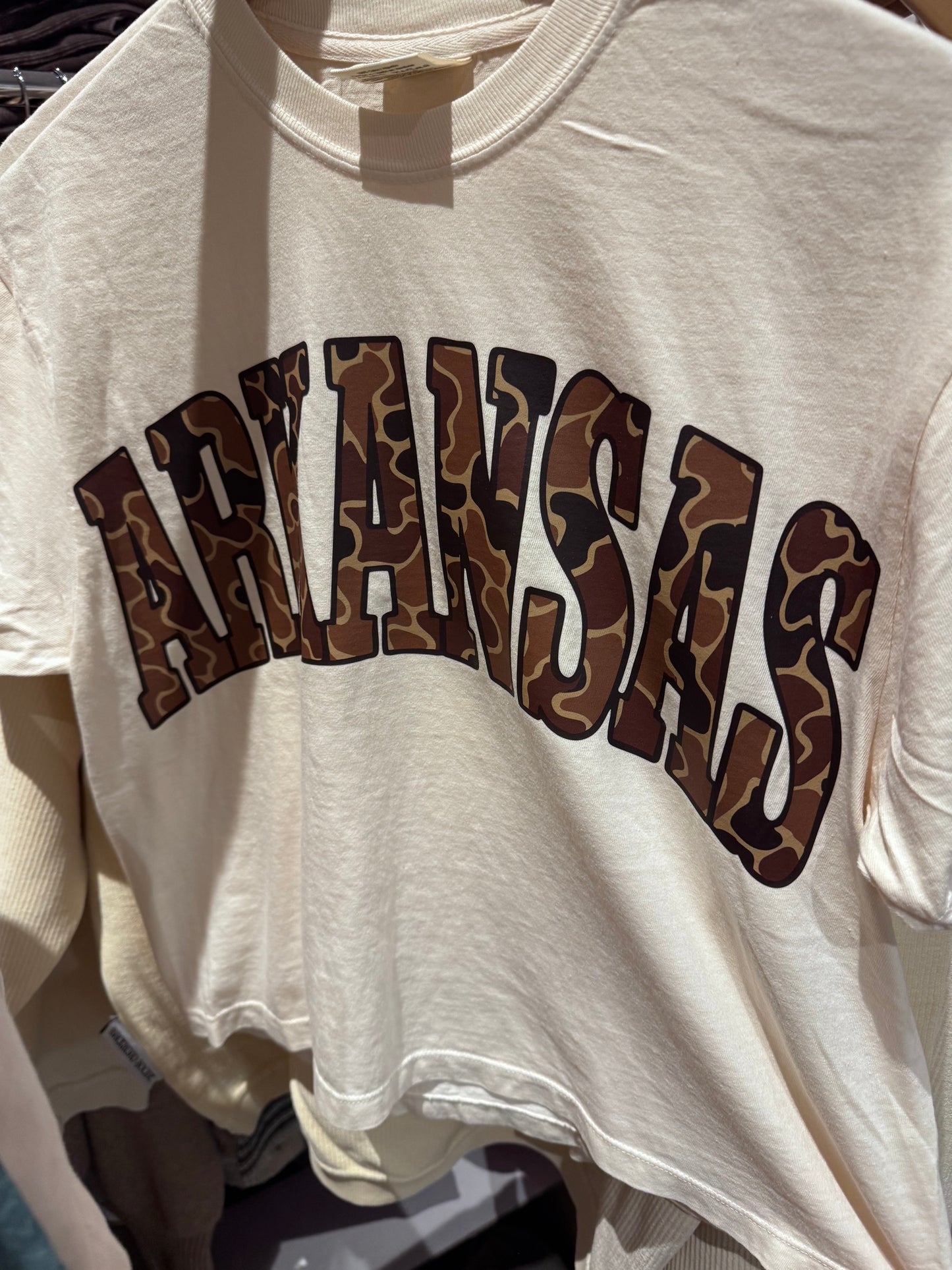 "Arkansas" Camo Crop TShirt